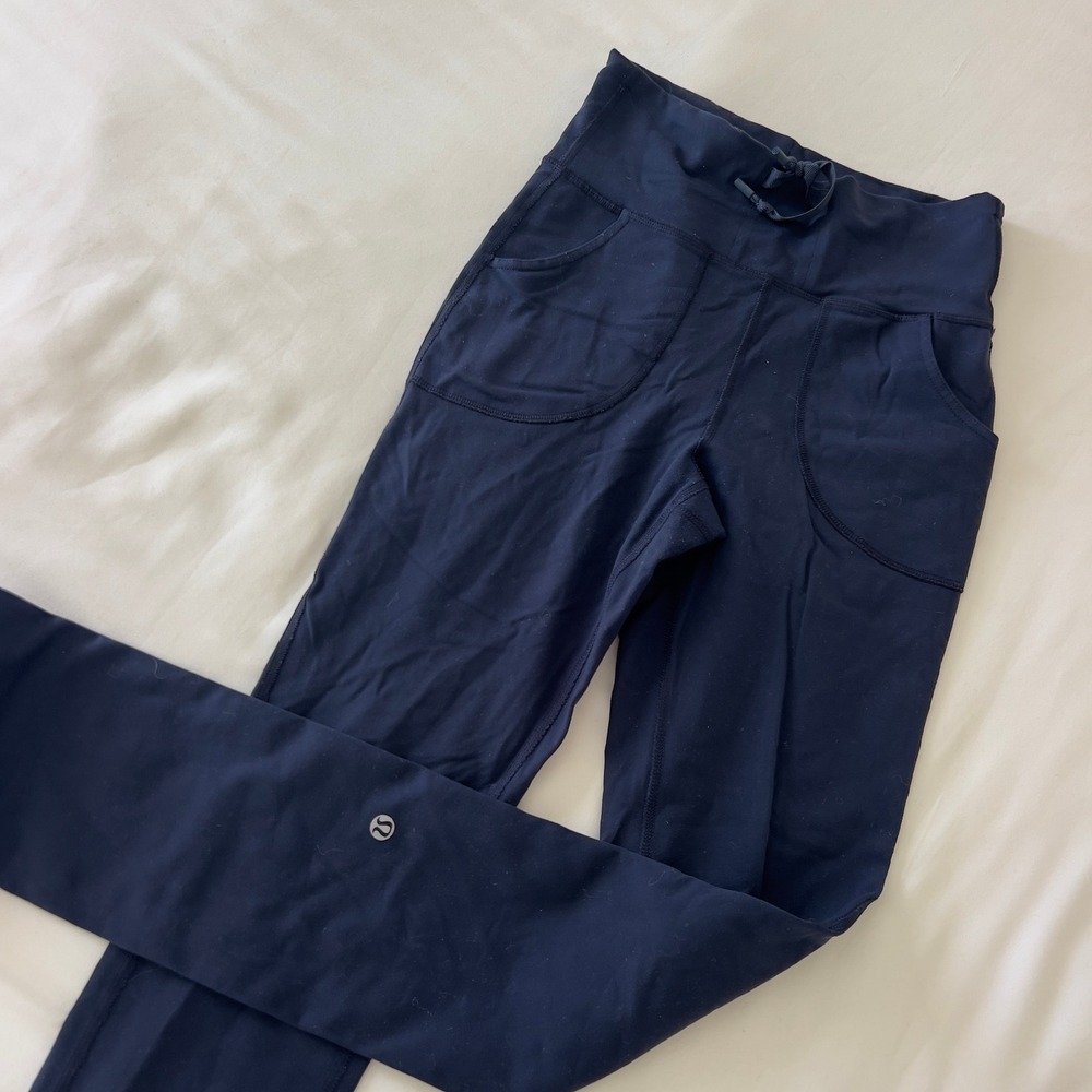 Lululemon Navy‎ Blue High Rise Drawstring Athletic Pants with Pockets
